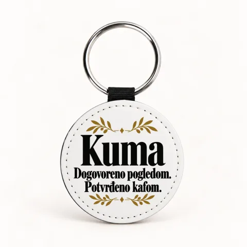 Kuma — Dogovoreno pogledom. Potvrđeno kafom - Kožni privjesak — okrugli