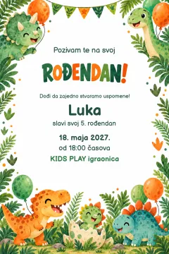 Pozivnica · Dino zabava na proizvodu