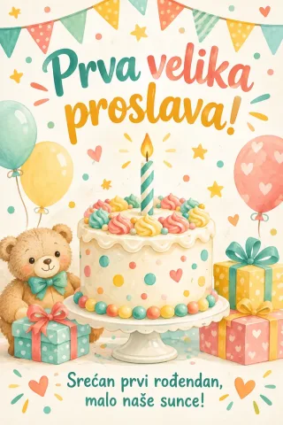 Čestitka · Prva velika proslava - Šarena torta
