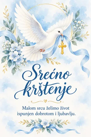Čestitka · Srećno krštenje - Plava nježnost