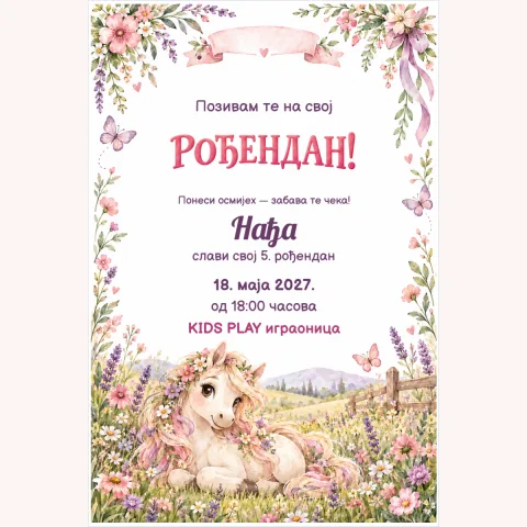 Pozivnica · Poni i cvjetna livada