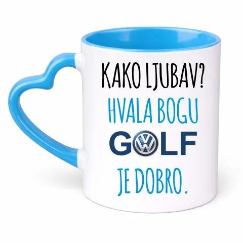 Kako ljubav? Hvala bogu GOLF je dobro #2 - Šolja Srce – proizvod sa printom
