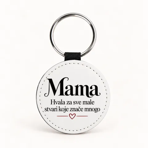 Mama — Hvala za sve male stvari koje znače mnogo - Kožni privjesak — okrugli