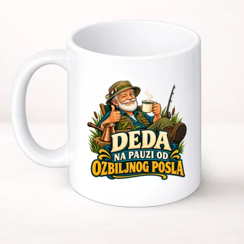 Deda na pauzi od ozbiljnog posla - Šolja Classic – proizvod sa printom
