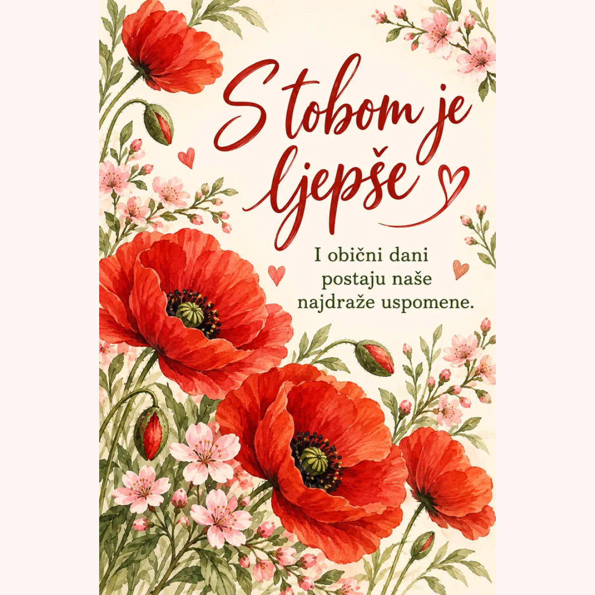 Čestitka · S tobom je ljepše - Cvjetna – prikaz proizvoda