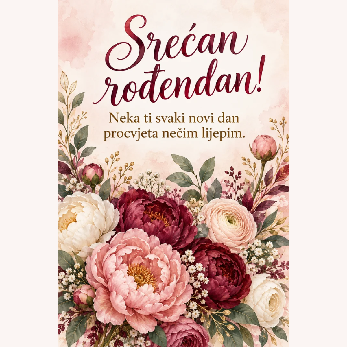 Čestitka · Srećan rođendan - Cvjetni buket – prikaz izdelka