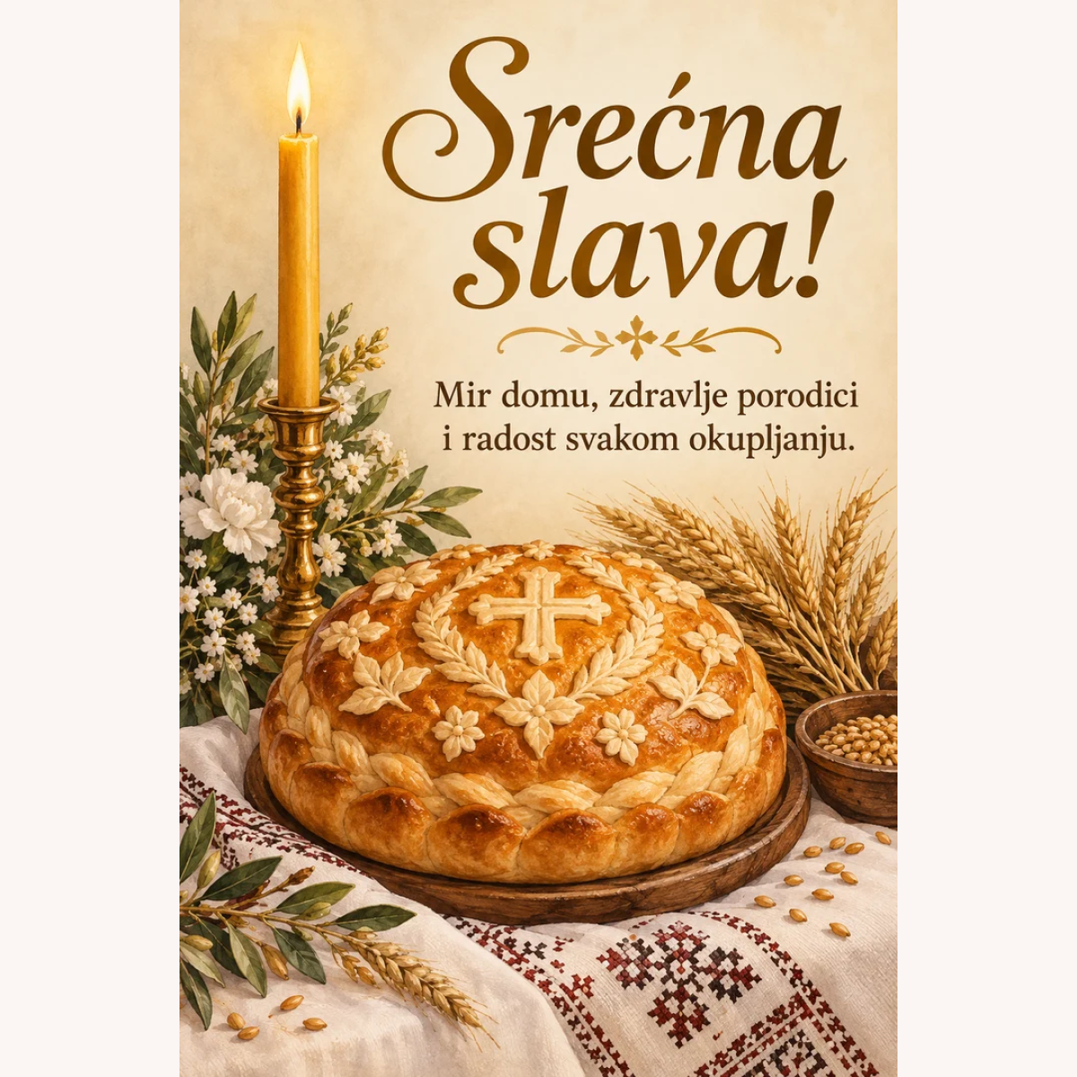 Čestitka · Srećna slava - Toplina doma – prikaz proizvoda