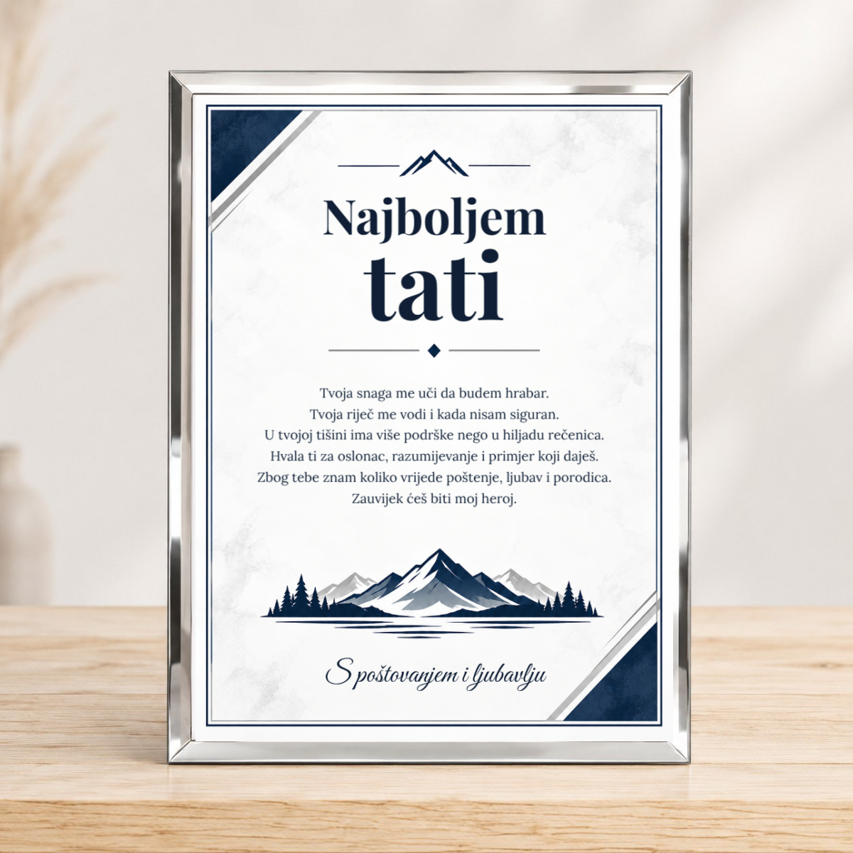 Najboljem tati · Foto staklo – uspravno – prikaz proizvoda