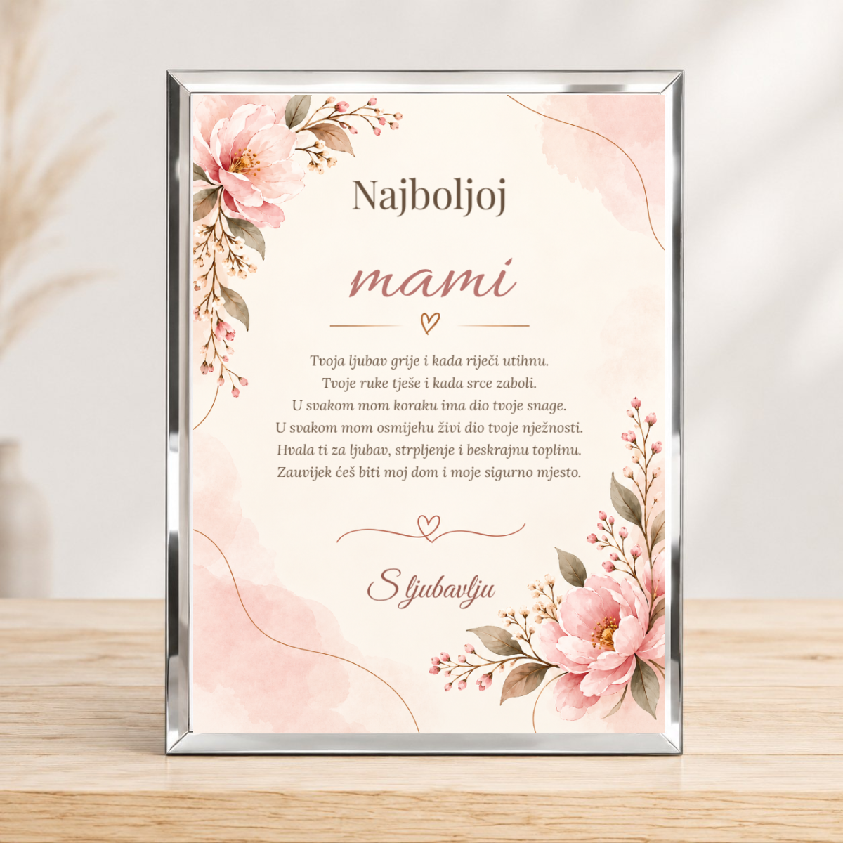 Najboljoj mami · Foto staklo – uspravno – prikaz izdelka