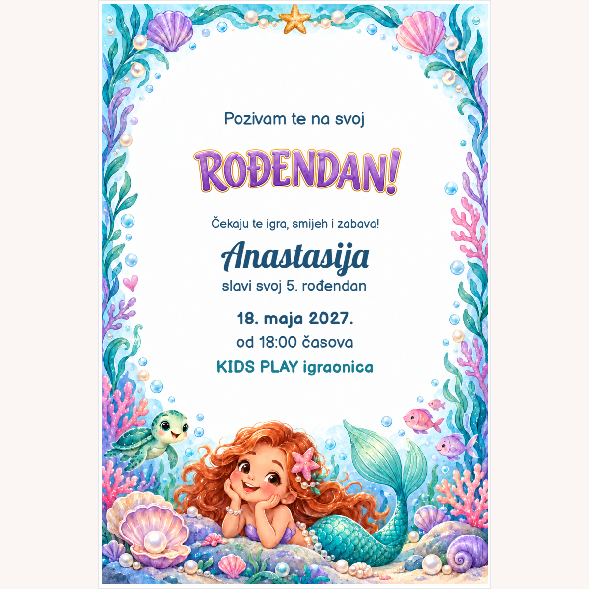 Pozivnica · Mala sirena – prikaz proizvoda