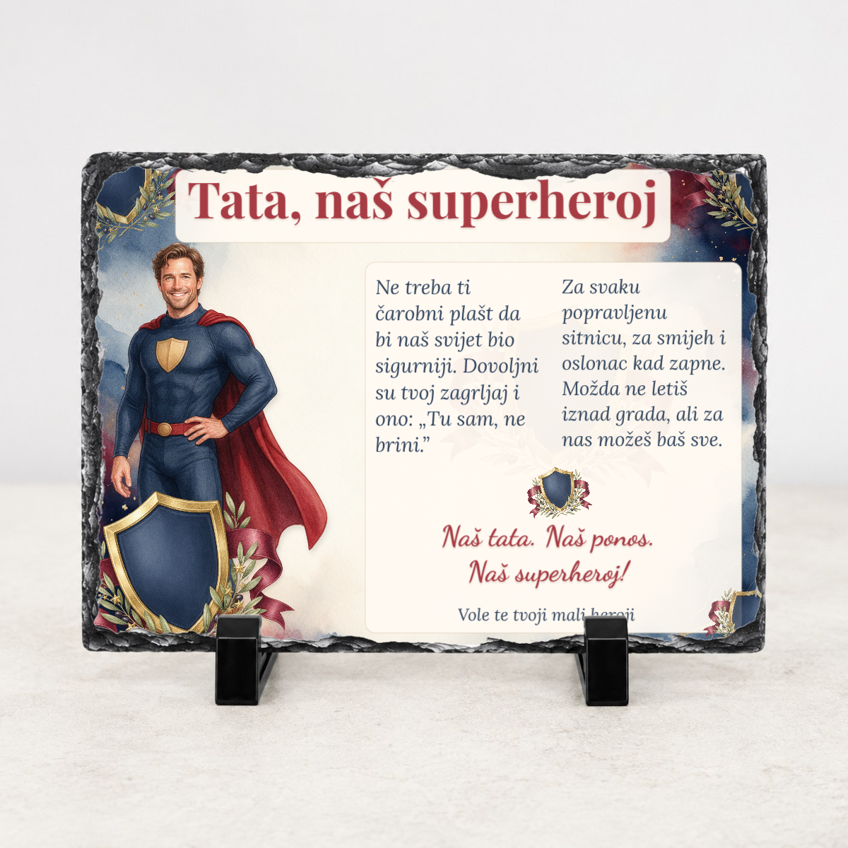 Tata · Naš superheroj · Foto kamen – vodoravno – prikaz proizvoda