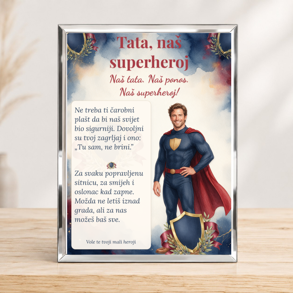 Tata · Naš superheroj · Foto staklo – uspravno – prikaz proizvoda